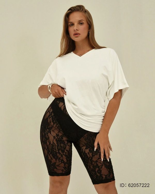 Auralis Plus Size Shorts Sheer Lace Leggings