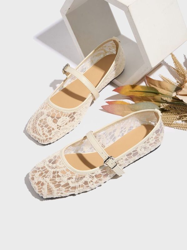 Women's Lace Ballet Flats Breathable Mesh Slipper Shoes