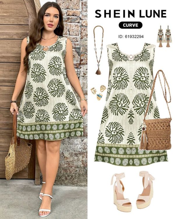 Luneh Plus Size Sleeveless Round Neck Minimalist Stylish Dress