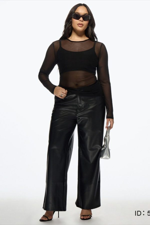 MISSGUIDED PLUS Round Neck Long Sleeve Mesh Thumbhole Top