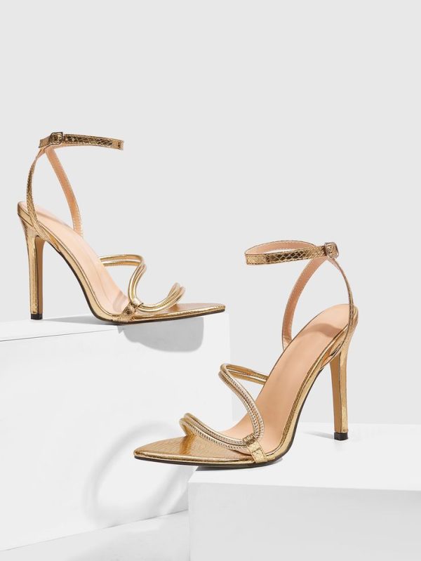 CUCCOO SZL Minimalist Chic Thin Strap Crystal Heel Sandals