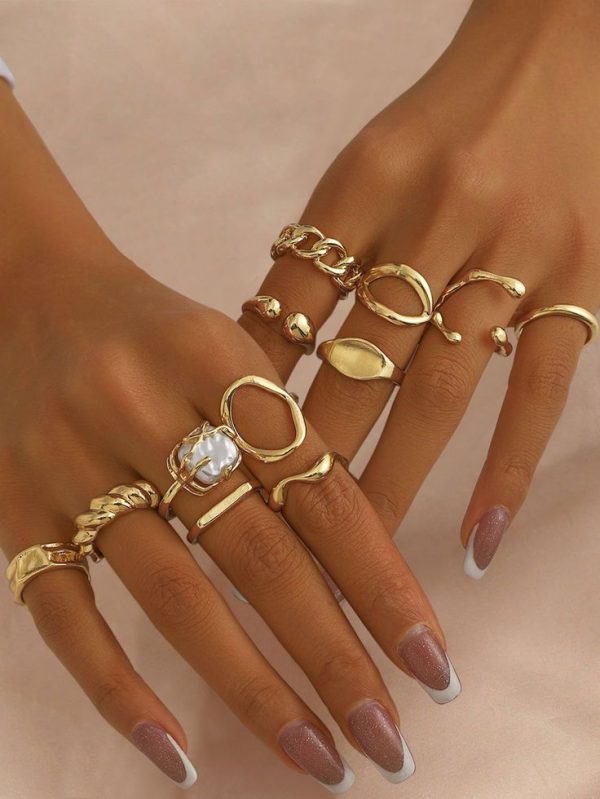 12 Pcs/Set Punk Rings Set For Women Vintage