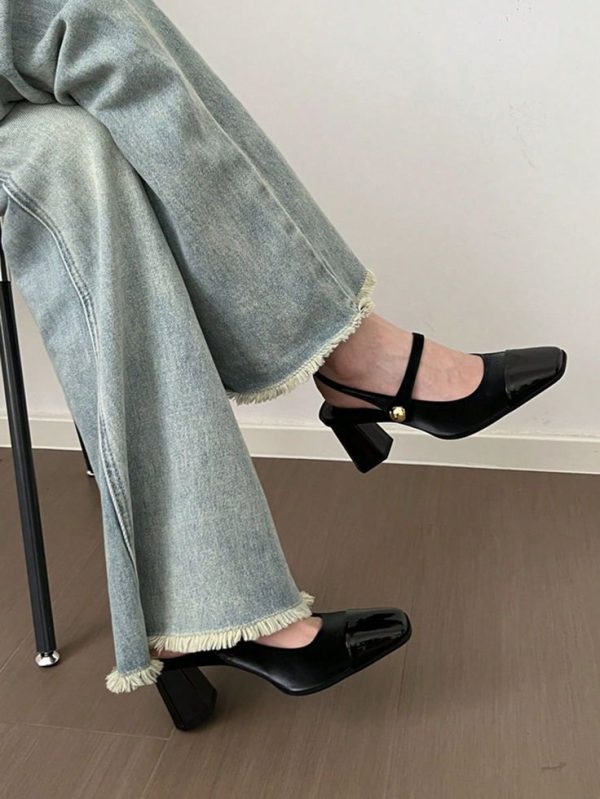 Elegant Square Toe Studded Mary Jane Shoes