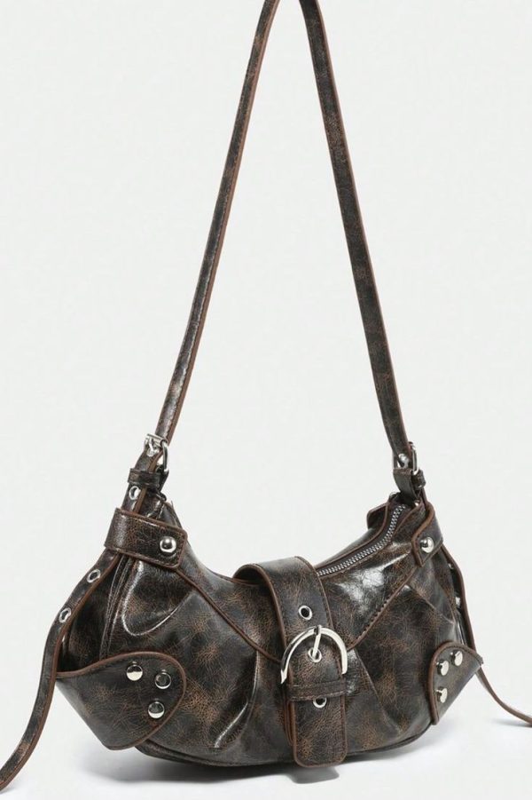 Silver Studded Leather Crossbody Bag