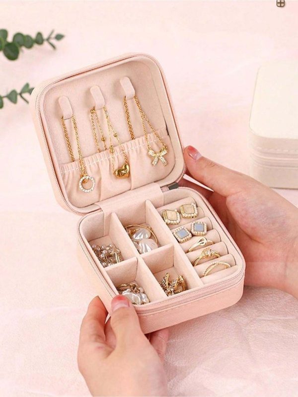 1pc Portable Jewelry Case Small Jewelry Boxes For Women Simple Home Jewelry Organizer