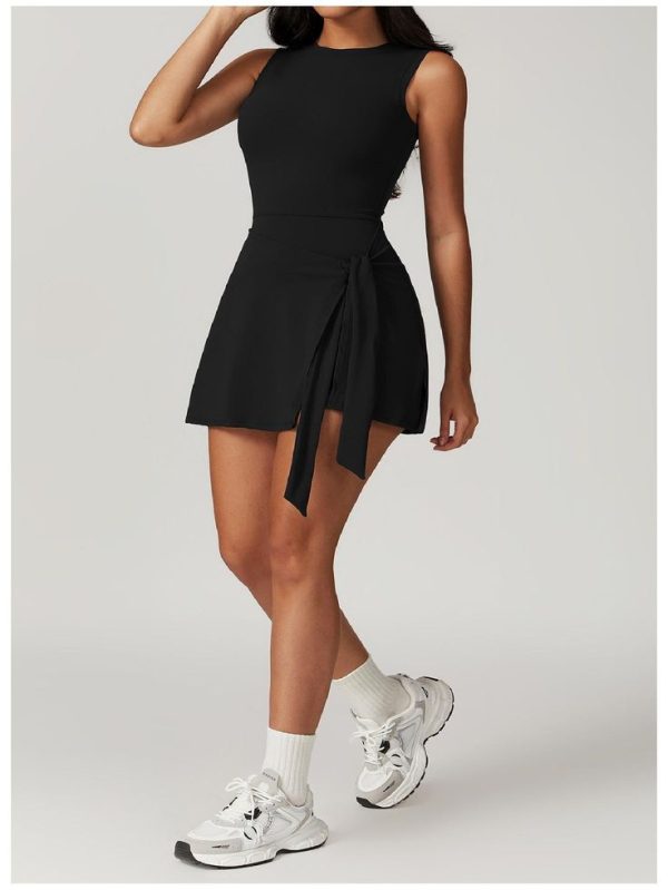 Women's Solid Knot Side 2 In 1 Sports Dress