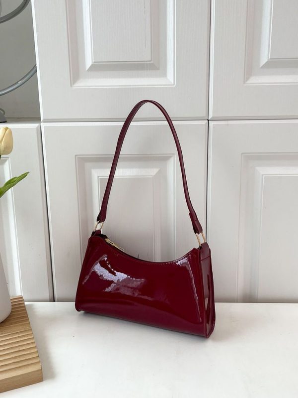 Solid Color Minimalist Elegant Crocodile Print Mirror Surface One Shoulder Bag