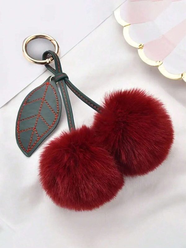 1pc Adorable Cherry Keychain Fluffy Plush Cute Cherry Backpack Charm Fashion Elegance Decoration Keychain Bag Pendant Ornaments With Metal Hanging Clasp Small And Lightweight Easy To Carry Around Easy To Hang Can Be Easily Hung On Car Keys Handbags Backpacks Wallets And Other Items Perfect For Any Occasion Such As Dating Wedding Shopping Office Car Home Etc. Is An Ideal Gift Choice Give It To Friends Wives Family Classmates Ladies And Girls On Birthdays Holidays Or Parties. Gift Accessories Decor Car Accessaries Women Key Chain Charms Cherry Charm Cherry Bag Charm School Supplies Teacher Gifts Back To School Teacher Accessories Cherry Key Chain Plush Keychain