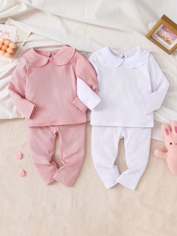 4-Piece Set Baby/Toddler Girl Long Sleeve Tops And Leggings Pants, 2 Outfit Sets