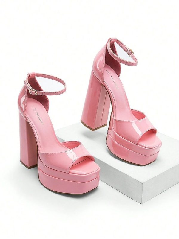 New Arrival Women Fashion Ankle Strap Platform Chunky Heeled Sandals, Sexy Peep Toe Ultra High Heel Sandals For Date, Nightclub And Daily Wear