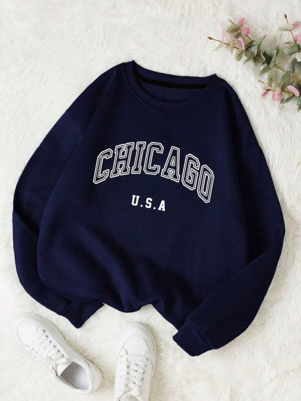 Letter Graphic Thermal Lined Sweatshirt