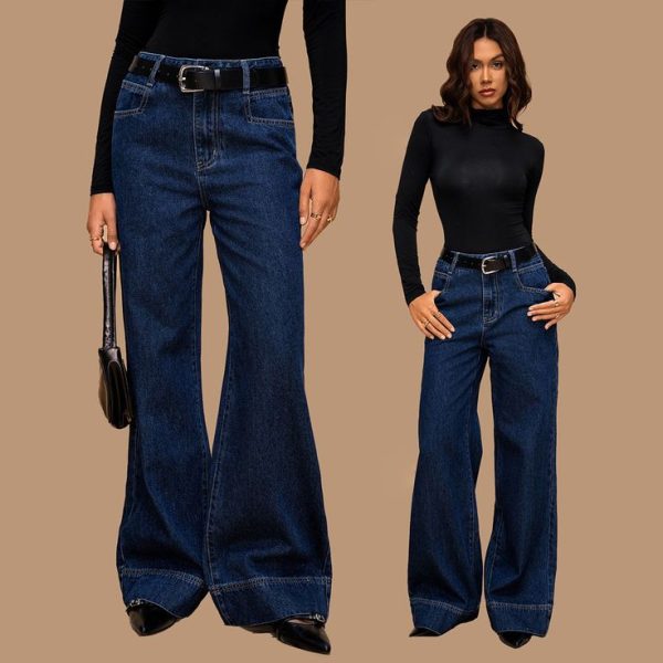 Front Button Pocket Simple Jeans