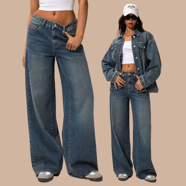 Simple Front Button Pocket Casual Jeans