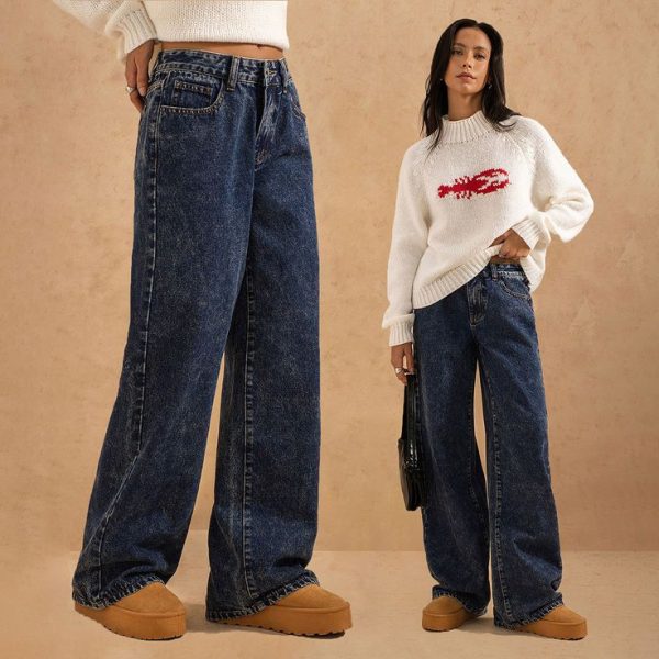 High Waist Long Jeans