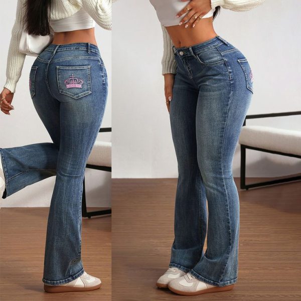 Embroidered Flare Jeans