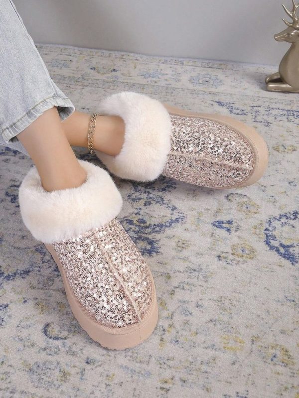 New Glitter Snow Boots For Women, Warm Short Boots, Fashionable Style, Thick Winter Shoes
