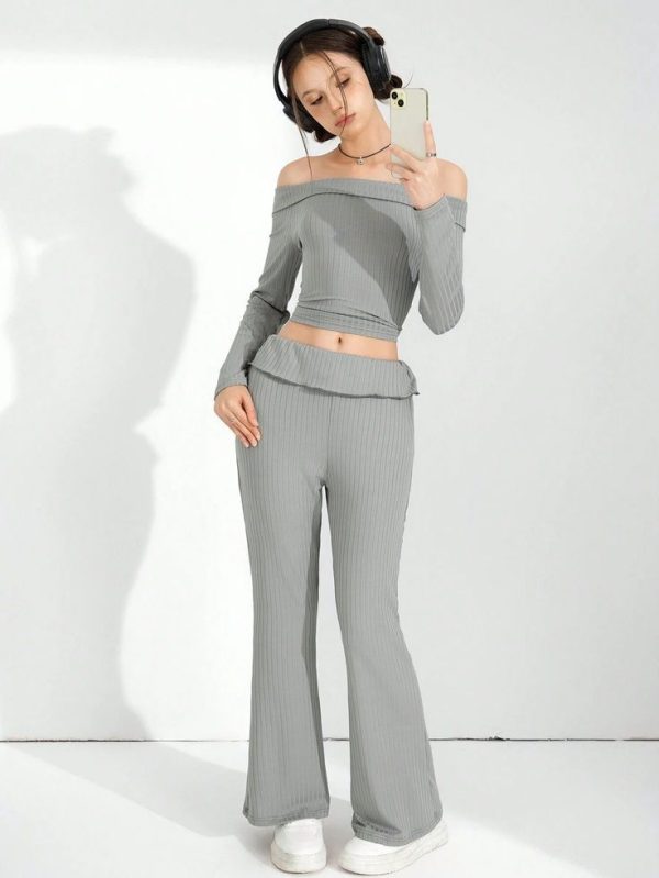 Cropped Top & Flare Leg Pants
