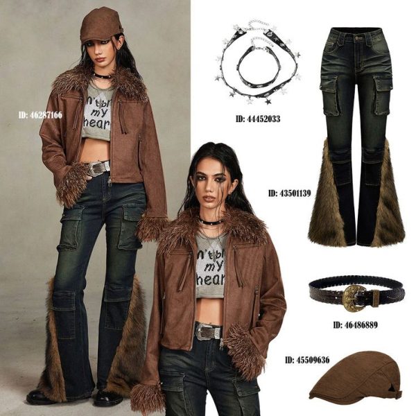 Fur Collar Fitted Suede Jacket