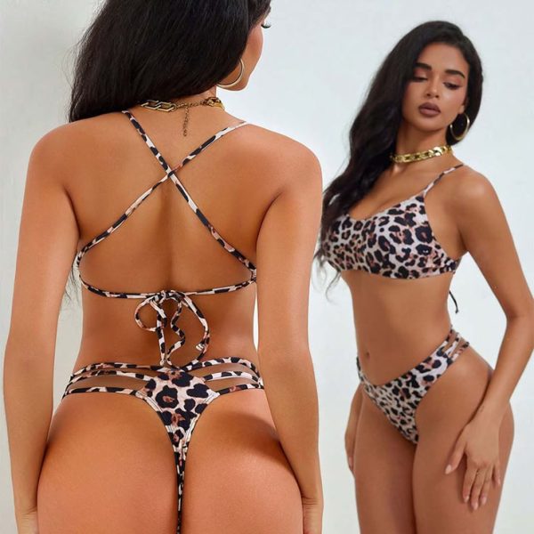 Leopard Print Spaghetti Strap Bikini
