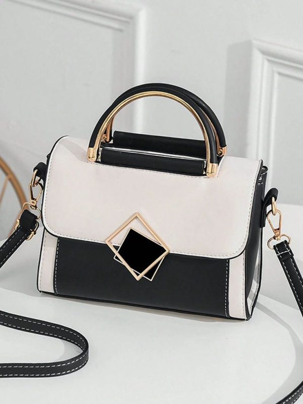Metallic Decor Square Handbag
