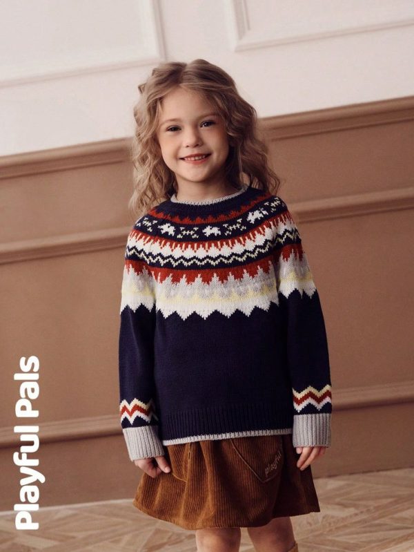 Young Girls Sweaters Fun Geometric Pattern