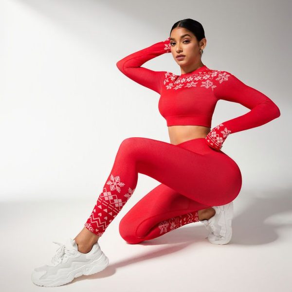 Snowflake Print Long Sleeve Top & Long Pants