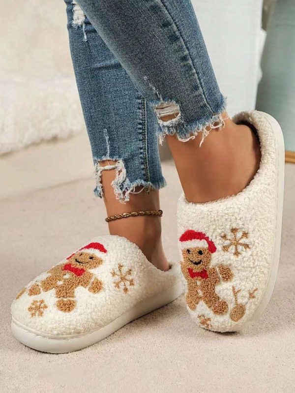 Christmas Embroidered Pattern Warm Slippers