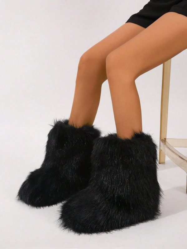 Fluffy Flat Snow Boots