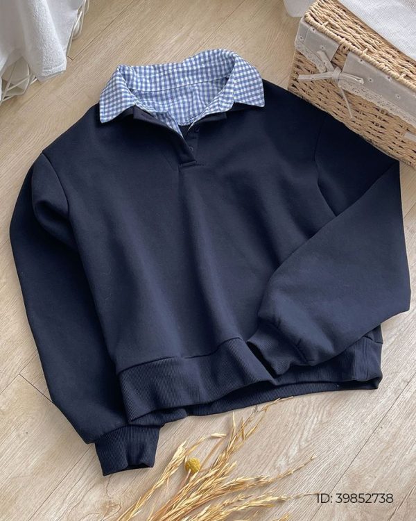 Plaid Patchwork Long Sleeve Sweatshirt