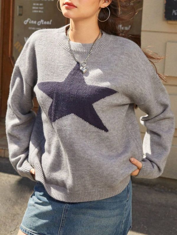 Round Neck Light Gray Sweater