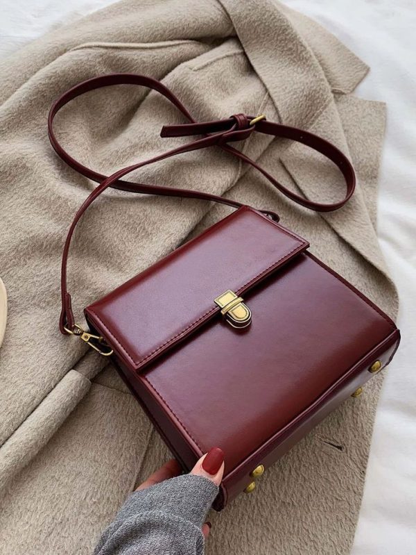 Solid Color Leather Crossbody Bags