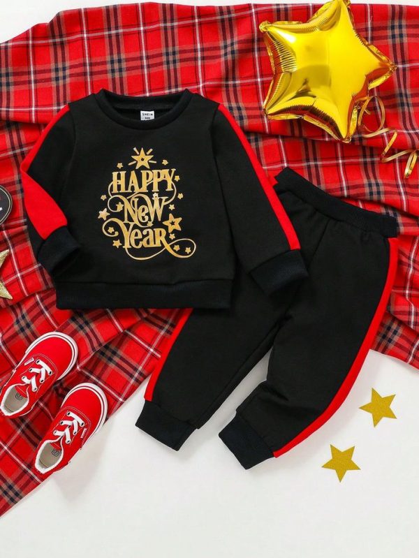 New Year Slogan Sweatshirt Set