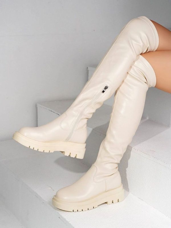 Fashion Casual Mixed Material Moto Boots