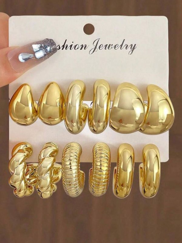 C-Shaped Hoop Earrings Set