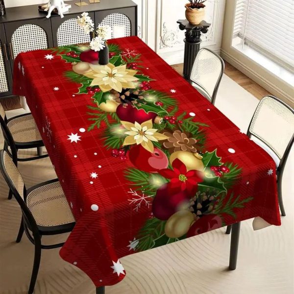 Christmas Holiday Printed Polyester Tablecloth
