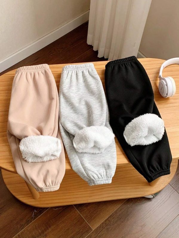 Elastic Waist Fleece Lined Pants