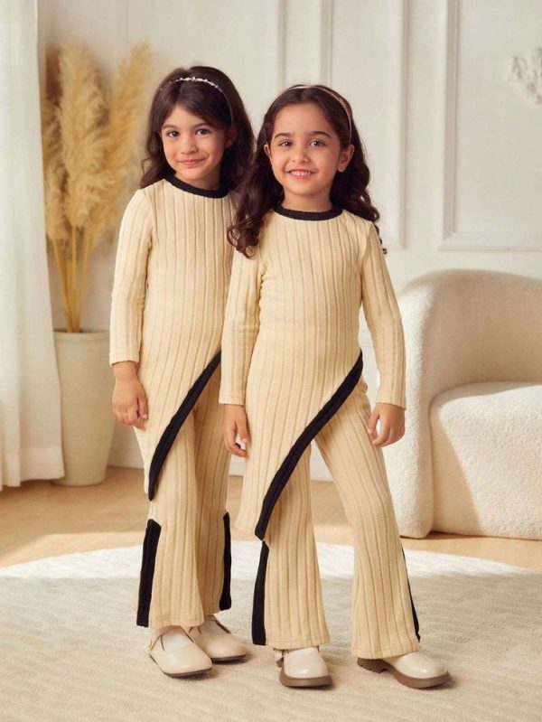 Top + Color Block Pants Set