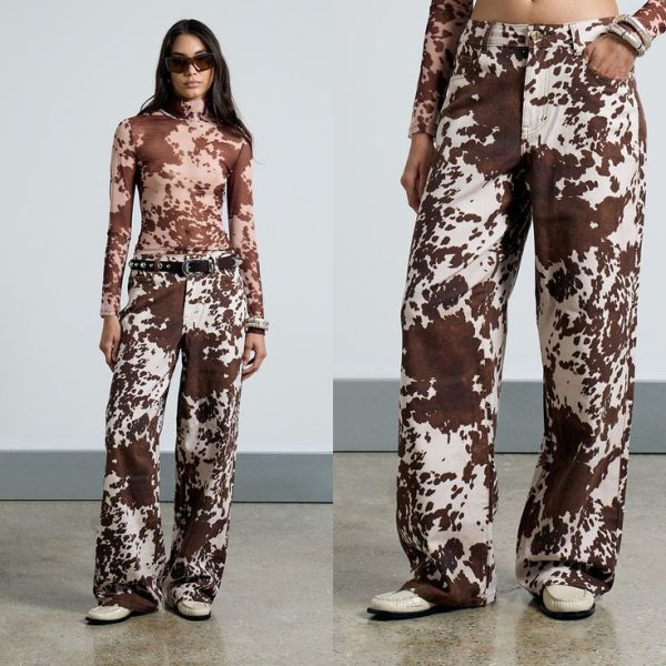 AiiRZ Cow Print Baggy Jeans