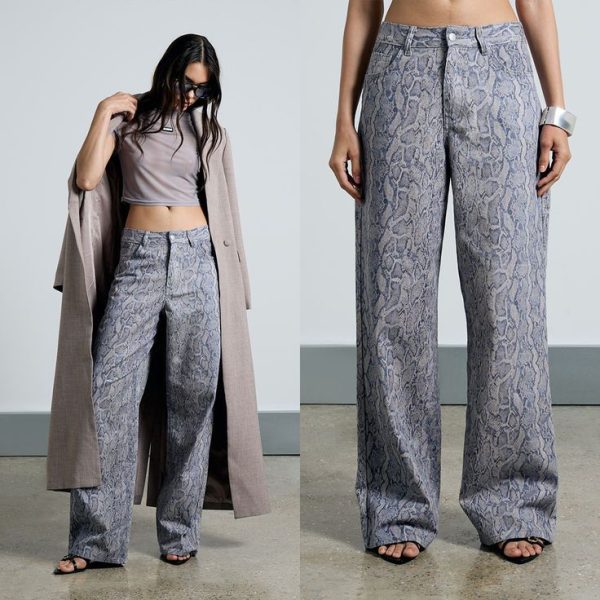 AiiRZ Snake Print Baggy Jeans