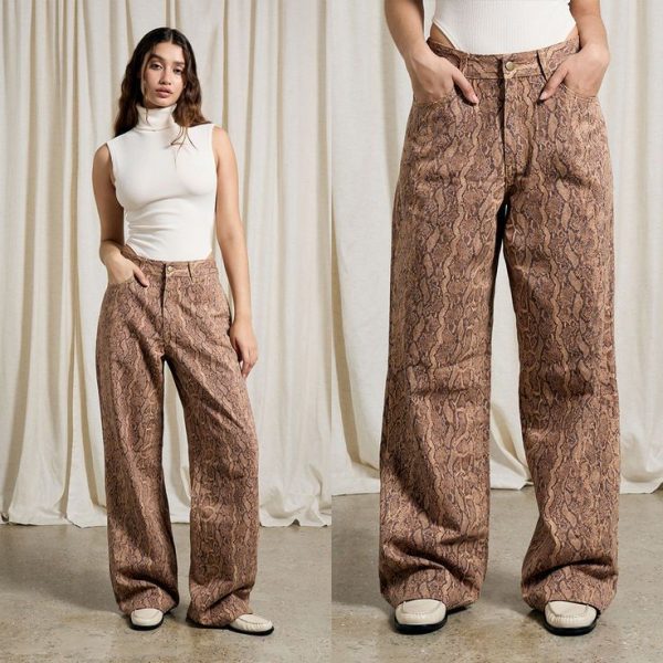 AiiRZ Snake Print Low Cut Baggy Jeans