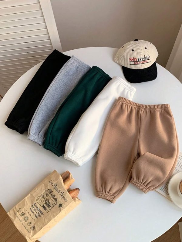 SHEIN 5pcs/Pack Baby Boys & Girls Casual Sports All-Match Solid Colors Loose Comfortable Pants