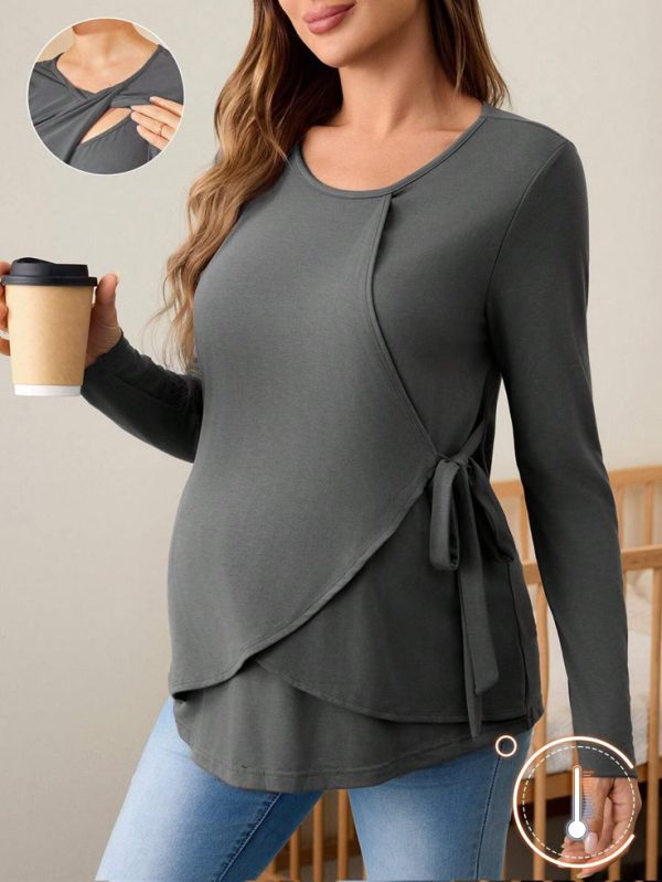 SHEIN Maternity Long Sleeve Split Bodycon Dress, Fall