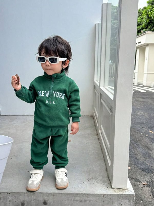 Genkimix Kids Baby Boy Casual Letter Embroidery Half-Zip Long Sleeve Top