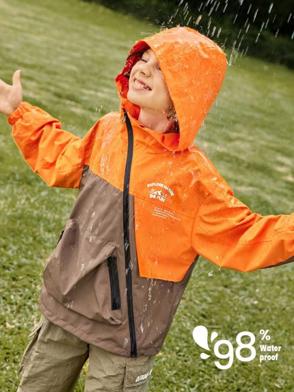 Explorewe Boys Thick Outdoor Hiking Windbreaker Jacket, Water-Resistant And Functional