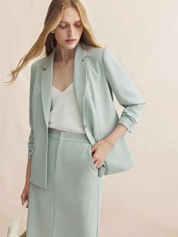 SHEIN BIZwear Women Elegant Office Wear Long Sleeve Blazer & Skirt Suit