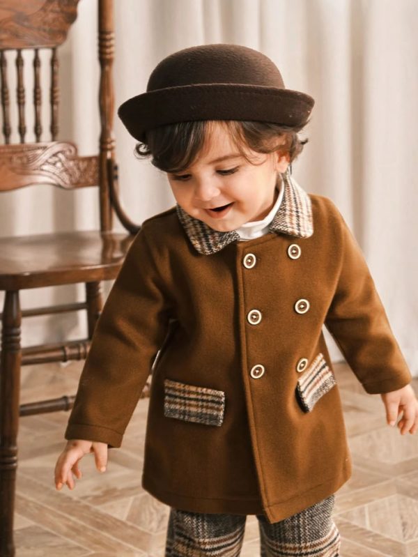 Souflis 2pcs/Set Baby Boys Solid Color Long Sleeve Shirt And Pants Set
