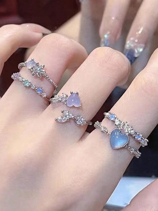 Fashionable Jewelry Luxurious And Versatile Multi-layered Ring With Rhinestone