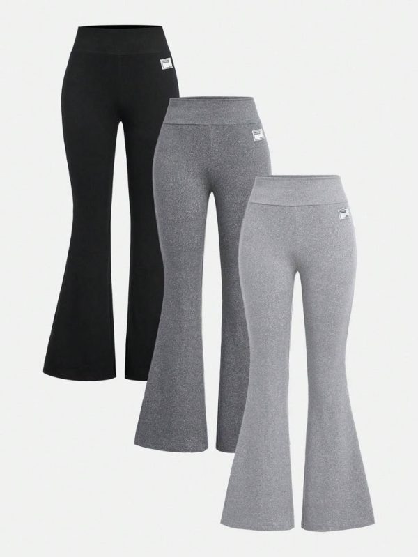 SHEIN Teen Girl 3pcs Versatile Bell-Bottom Flare Leg Pants Set For Teenage Girls