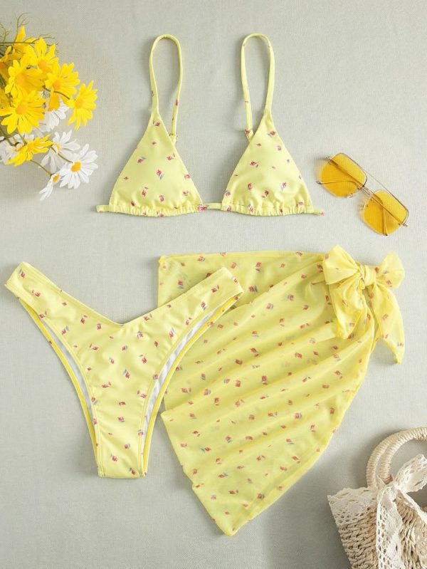 SHEIN Swim Mod Summer Beach Ditsy Floral Bikini Set