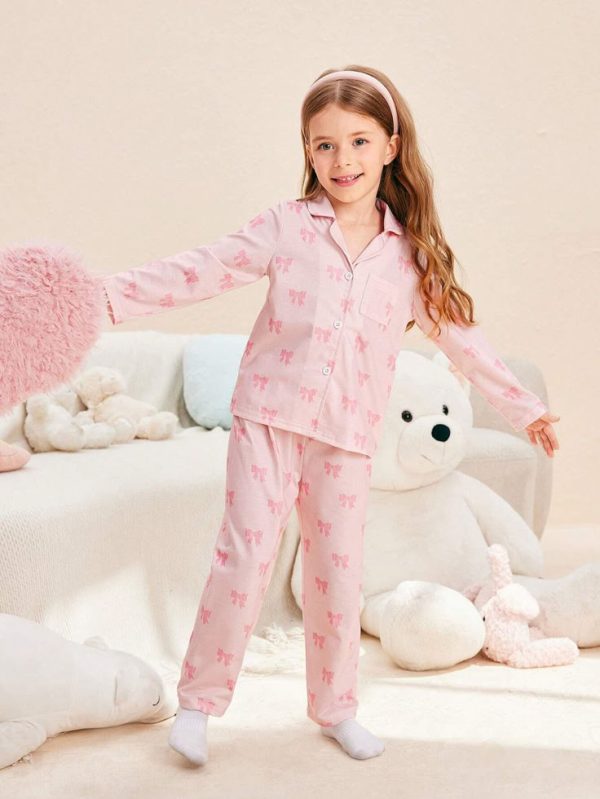 Girls 2pcs Pajama Set,  Casual Comfortable Homewear Outfit.